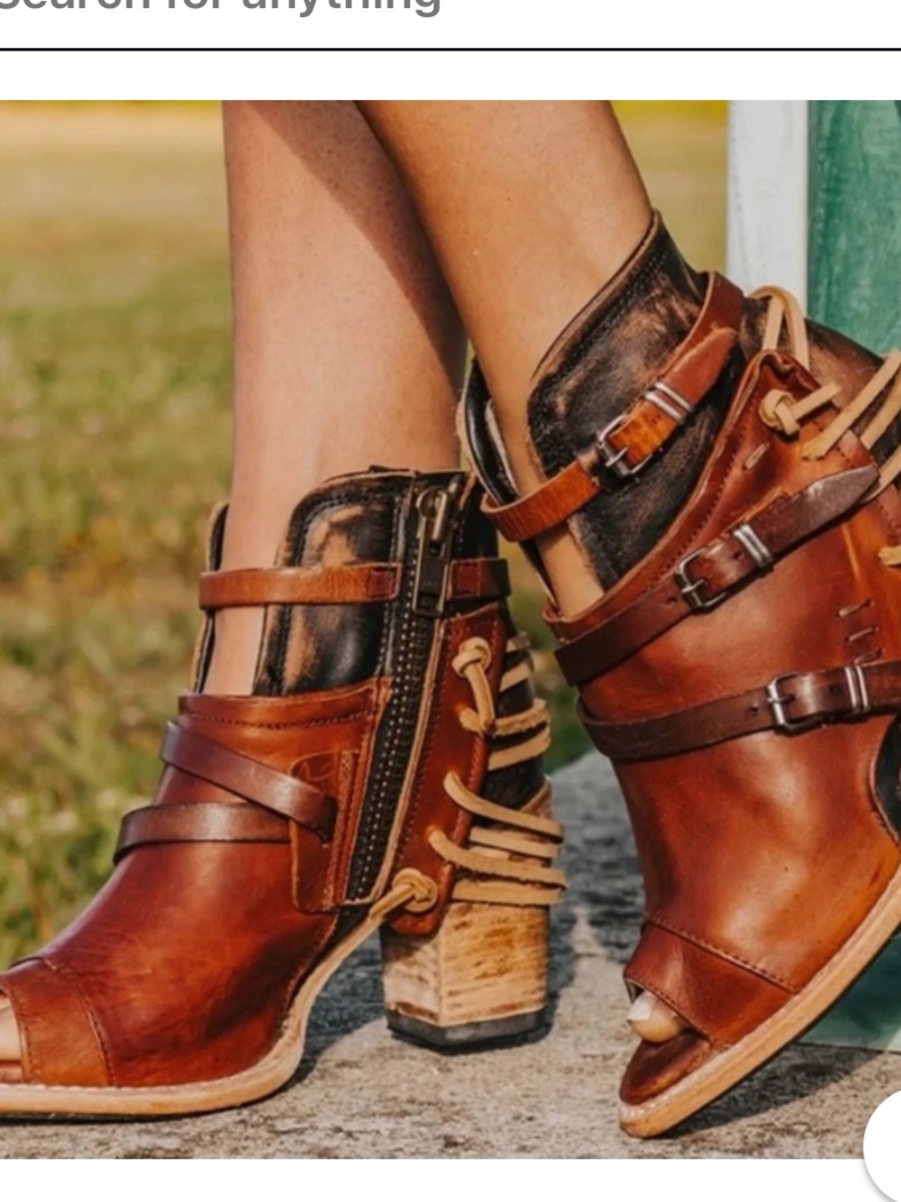 Freebird by Steven Carterr Cognac leather Open-Toe Ankle Booties